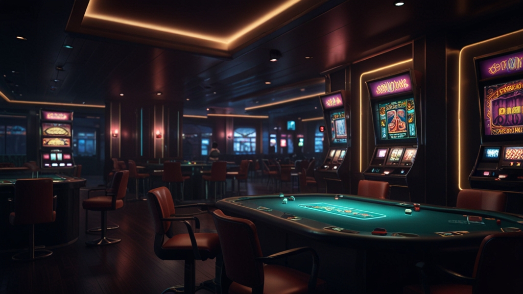 Registrierungsformular in einer dunklen Casino-Szene mit Neonlicht