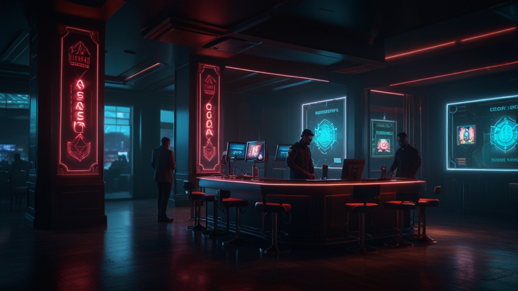 Sichere Login-Szene mit Schutzsymbol in dunkler Casino-Atmosphäre